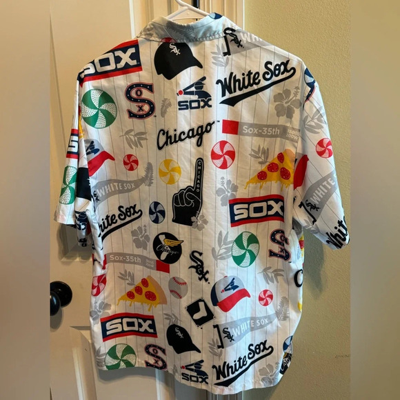 Chicago White Sox Short Sleeve Button Down Beggars Shirt Men’s Sz M - Picture 5 of 6